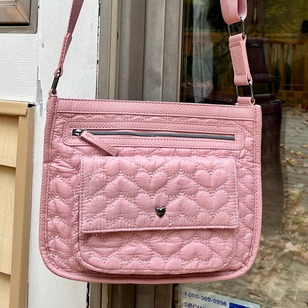 Dusty rose / pink Cynthia Rowley cross body bag heart quilted bag